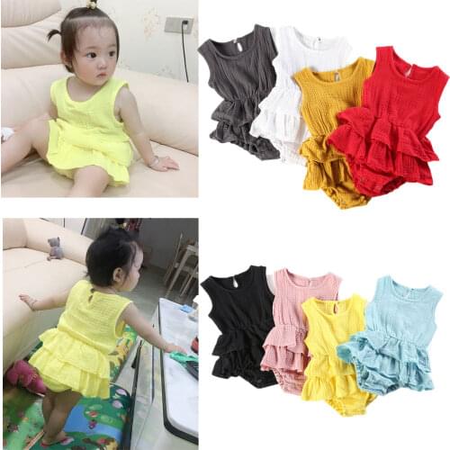 Infant clothing baby girl outfits summer newborn clothes sleeveless ruffle muslin baby girl romper