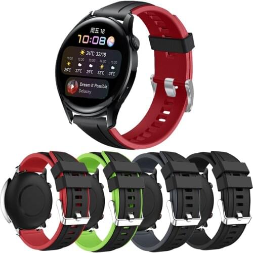 Double Color Silicone Strap For Huawei Watch3 GT2 Pro 46MM Smart Watch Band Replaceable Bracelets For Honor Magic/GS Pro Correa