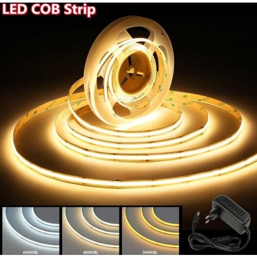 COB LED Strip Light Flexible Illuminate Lamp String Luz DC 24V Background Night Light Fita Luces For Home Living Room Decoration