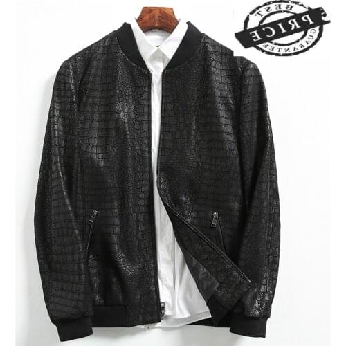 Spring Genuine Leather Men Jacket Real Sheepskin Coat Crocodile Pattern Short Outwear Luxury Coat Men Deri Ceket LWL15aa
