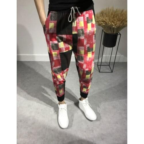 M-3XL 2020 men clothing stylist Bigbang fashion summer Pants Color collision Harem plus size singer costumes