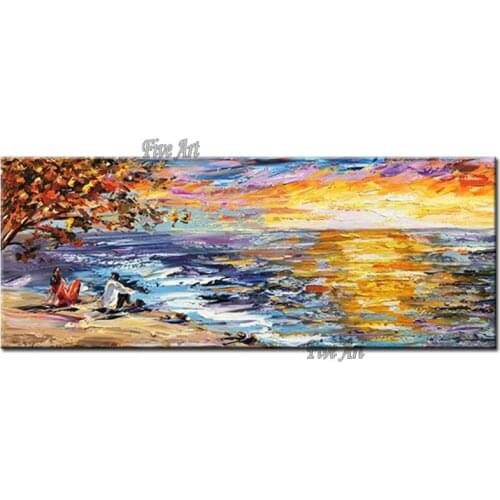Heavily Texture Knife Scenery Canvas Wall Art 100% Hand-painted Abstract Sunset Scenery Oil Painting Unframed Hot Selling Art