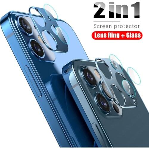 Camera Lens Metal +Glass Screen Protectors for iPhone12 Series Ultra Thin Protective Case Covers for iPhone 12 Mini Pro Max