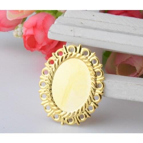 MIAOCHI 50Pcs Gold Plated Filigree Cabochon Setting Wraps Connectors Crafts Decoration DIY Embellishments 38x31mm J2863