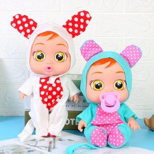 3d Cute Weeping Doll Crying Baby Toy Simulation Tearing Multifunction Vinyl Cry Babies Birthday Surprise Gift For Kids 10 Inches