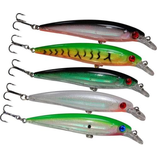 Hyaena 10pcs Mixed Colors Plastic Material 3D Eyes Laser Sinking Hard Plastic Artificial Swimbait Lure Set