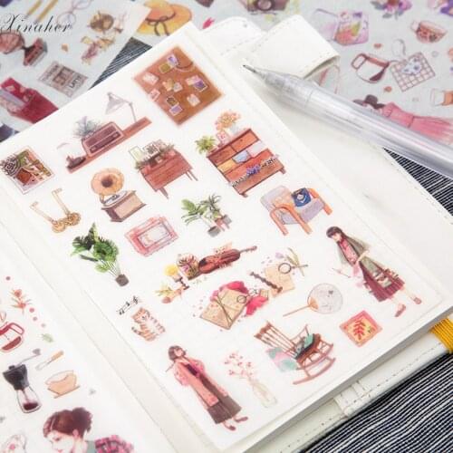 XINAHER 6 pcs/pack Meet Art Young People Sticker Stickers Diary Sticker Scrapbook Decoration PVC Scrapbooking Stickers
