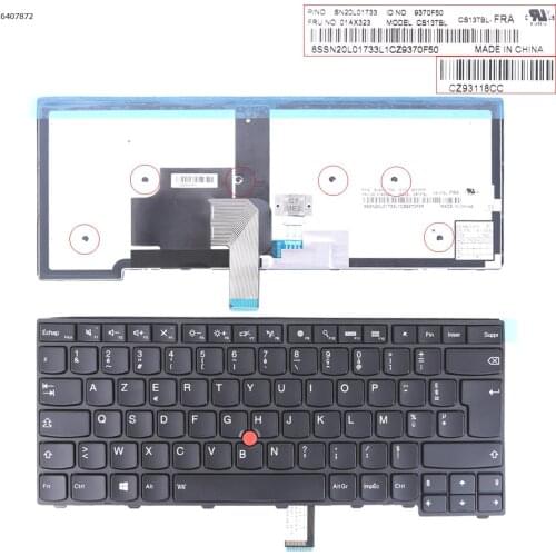French AZERTY New Keyboard for Lenovo Thinkpad T440 T440P T440S T431S T450 T450S T460 E431 / Black with Backlit & Pointer