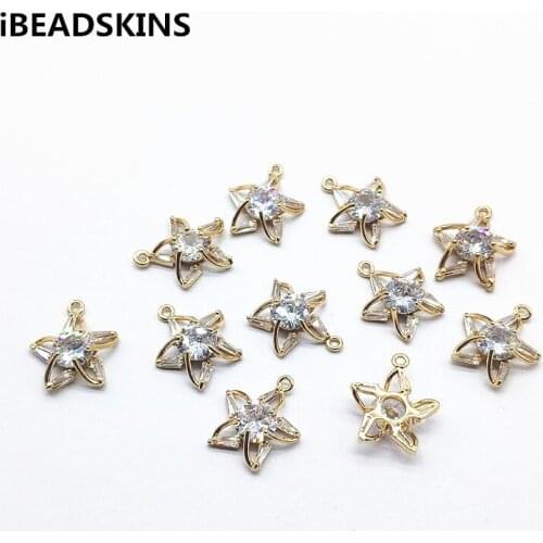 New arrival! 15x16mm 30pcs Cubic Zirconia Star shape Charm for Earrings parts/hand Made Earrings make/ Jewelry Findings DIY