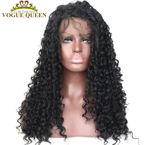 Vogue Queen 1B Synthetic Lace Front Wig Loose Curly Heat Resistant Fiber Long Wig Daily Wear For Women