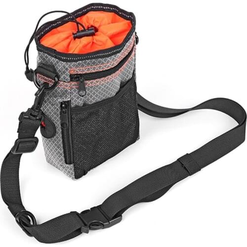 Orange Portable Pet Dog Treat Bag Reflective Snack Reward Outdoor Training Aid Bag With Adjustable Waist Belt