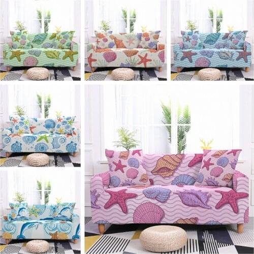 Starfish Stretch Sofa Slipcover Elastic Couch Cover Sectional Corner Sofa Cover Anti-dust Sofa Protector for Living Room