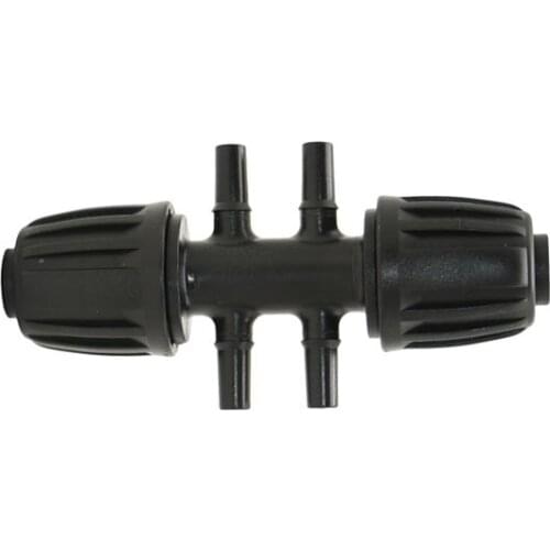 Garden hose 1/2" to 6mm 4-way water splitter with lock nut reducing 6mm irrigation connector Shunt four outlets 20pcs