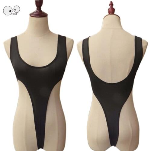 Sexy Transparent Women Exotic Bodysuit Deep U Neck Thong One Piece Swimsuit See Through Clubwear Costumes Lingerie Monokini 2020
