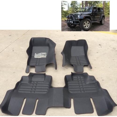 Styling leather car floor mats for jeep wrangler JK 2007-2016 2017 2015 2014 2013 2012 rubicon parts accessories