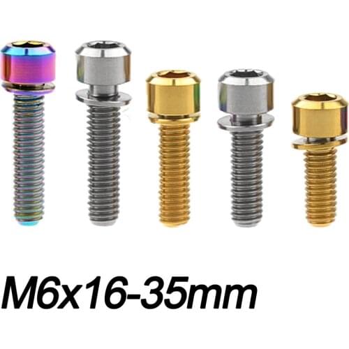 Xingxi Titanium Ti Bolt M6x16 18 20 25 35mm Srew with Washers for Bicycle Disc Brake Stem Clamp Bike Accessories Fasteners