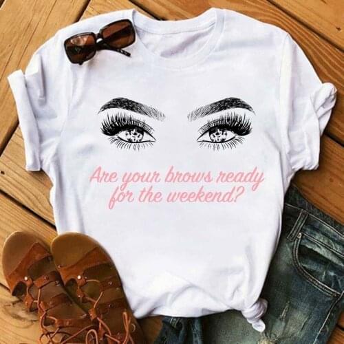 Maycaur Beauty Eye Print Women T Shirt Vintage Summer Casual Short Sleeve O Neck T-shirt Kawaii Ladies White Tshirt Female Tops
