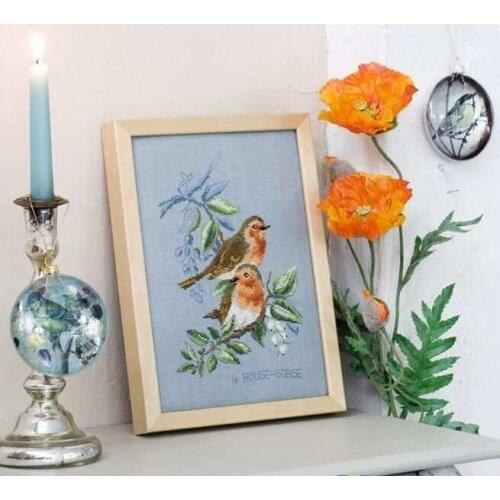 Gold Collection Beautiful Counted Cross Stitch Kit Etude au Rouge Gorge Two Robbin Birds
