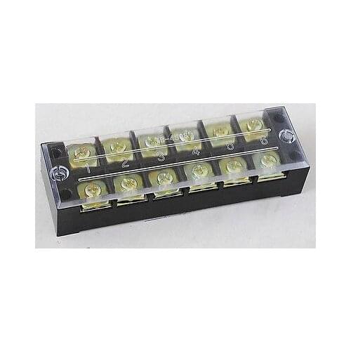 1)6 Position/Poles 12 Holes Screw Terminal Block Covered Barrier Strip 600V 45A