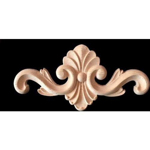 12*6cm Retro Decorative Wood Applique Wooden Carved Corner Onlay Applique Woodcarving Decal for Home Furniture Door Decor Crafts