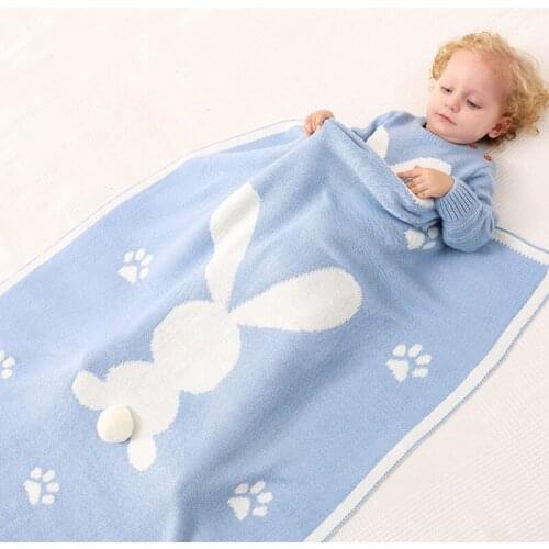2020 Autumn Winter Infant Baby Boy Girl Knit Cartoon Rabbit Printing Blanket Newborn Baby Quilt Boys Girls Hold Blanket