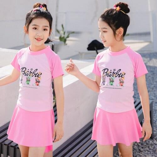 2021 New Fashion Split Girls Swimsuit 7-9 Years Old Female Baby High-end Polyester Cartoon Foreign Style Childrens Swimwear