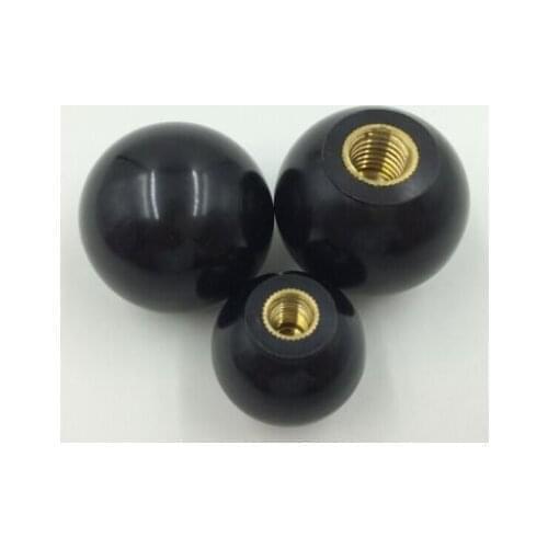 3 Pieces Black Balls Knobs Plastic Machine Handles 40mm Dia 8mm Bore