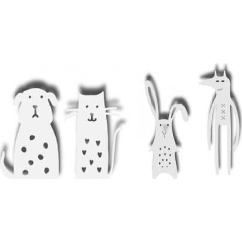 4pcs Lovely Pets Cutting Dies Carbon Metal Steel Stencils For DIY Scrapbooking Paper Cards Embossing album Craft Cut Die