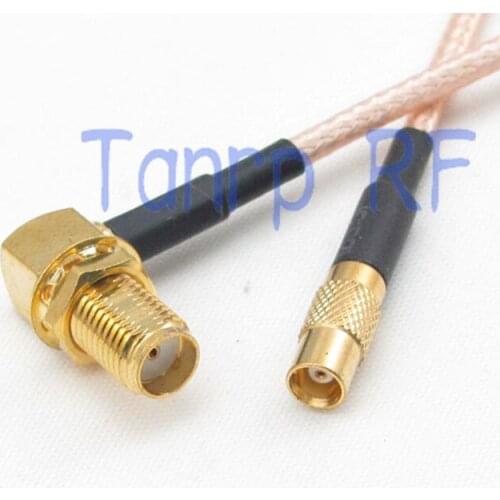 8in MCX female jack to SMA female jack right angle RF adapter connector 20CM Pigtail coaxial jumper cable RG316 extension cord