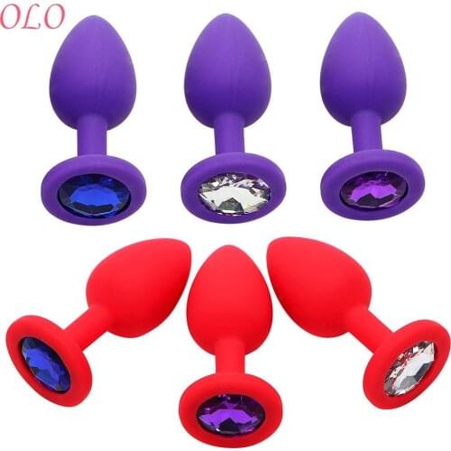 IKOKY Prostate Massager Anal Plug Sex Toys for Men Women Colorful Crystal Jewelry Butt Plug for Beginner Silicone