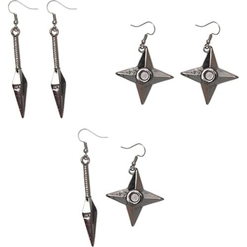 Anime Ninja drop earrings Shuriken darts kunai earring statement fashion earring women men punk hiphop cosplay jewelry