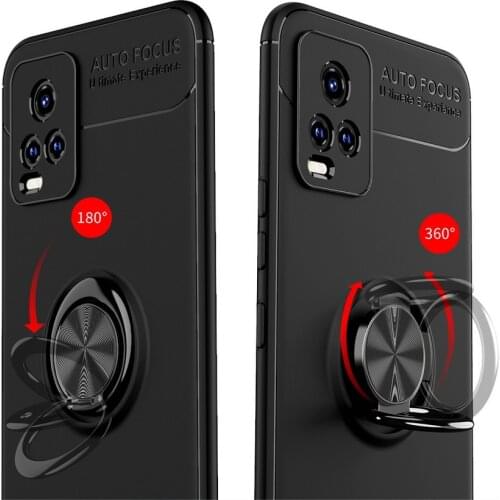 Luxury Silicone case For VIVO Z1X Z1 case VIVO S7 S6 Z6 5G Cover For VIVO X50 Pro + X50 vivo y50 y30 iqoo 3 Finger Ring Holder