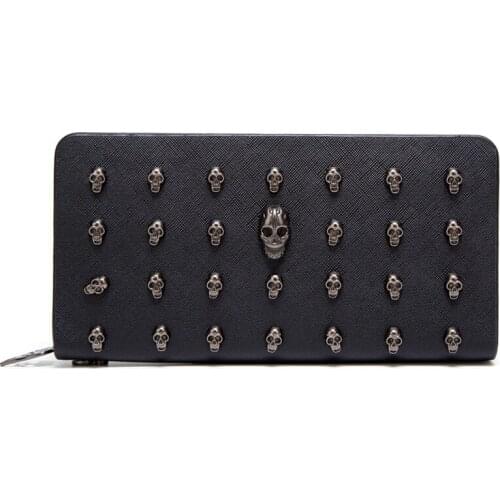 Long Wallet Women Zipper Skull Head Bill Holder Female Card Holder Purse Money Wallets Pocket Bags Clutch Organizer Storage