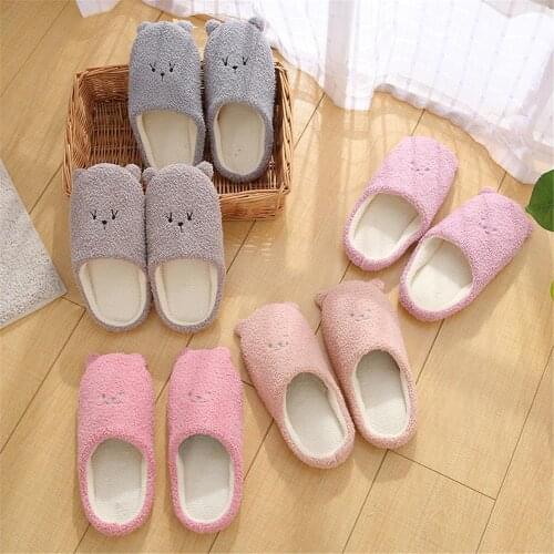Home Cotton Slippers Womens Indoor Household Warm Antiskid Soft Soled Couple Plush Slippers Mens Autumn Winter Female Slippers