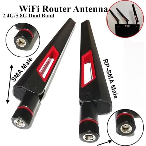2PCS 2.4G 5.8G Dual Band Router Antenna For ASUS AC88U AC87U RP SMA Male Universal Antennas Amplifier WLAN WiFi Antenne Booster