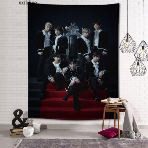 Custom Tapestry Kpop Singer ENHYPEN Printed Large Wall Tapestries Hippie Wall Hanging Bohemian Wall Art Decoration Room Decor