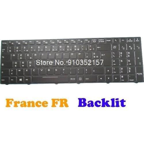 Laptop FR Backlit Keyboard For CLEVO N850 CVM15F26F0J430E 6-80-N85H0-061-1 N850HK1 N850HJ N857HJ N857HK French FR Black Frame