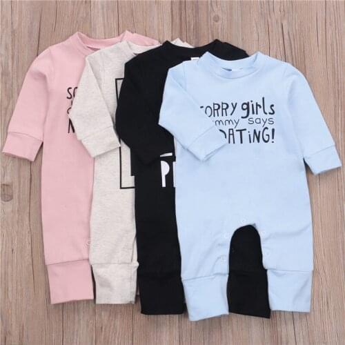 0-24M Infant Baby Girl Boy Romper Spring New Letter Print Long Sleeve O Neck Jumpsuit Kids Cotton Clothes One Piece