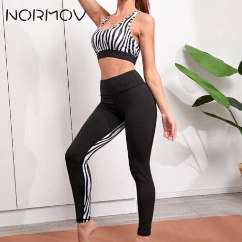 NORMOV Printed Yoga Set Femme Fashion Sexy High Waist Elastic Fitness Suits Women Gym Clothes Scrunch Butt Sports Sets