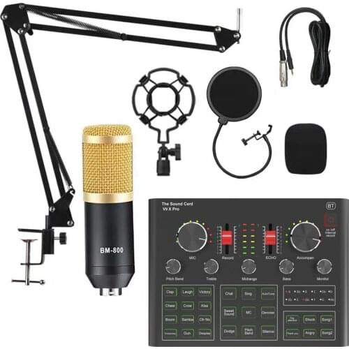 BM800 Condenser Microphone Sound Card V9X PRO Mixer Live Broadcast Recording Set Mic Phone K Song Computer Karaoke Sing