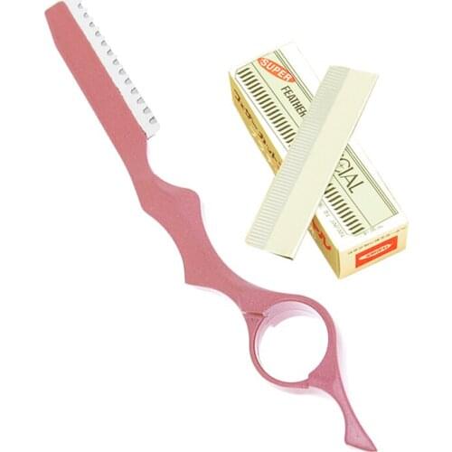 Meisha Stainless Steel Barber Hair Razors 10pcs Blades Hairdressing Thinning Knife Trimmer Tools Scraping Eyebrow Knife HC0007