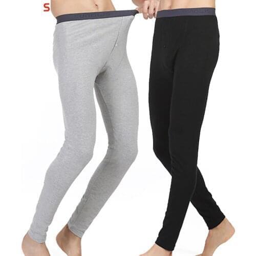 Hot Sale Men Winter Thicken Thermal Pants Pure Cotton Leggings Thin Solid Long Johns Warm Cozy Pants Male Underwear