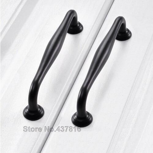 Zinc Alloy Matte Black Euro-style Cabinet Drawer Handle Bathroom/Wardrobe/Kitchen Knob Door Hardware CX-LS59
