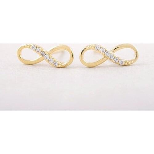 Fashion Eight words Rhinestone "8" Infinity symbol Stud earrings