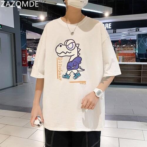 ZAZOMDE Men Clothing Hip Hop Summer Fashion Korean T-shirt Cotton Large Size Mens Shirt Trendy Streetwear Graphic T Shirts