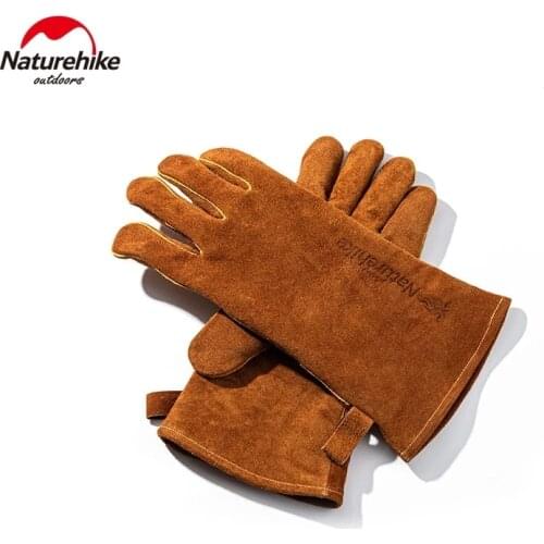 Naturehike Outdoor Glove Cooking Heat Insulation Glove Heat Flame Retardant Resistant Cowhide Glove Camping BBQ Oven Anti Scald