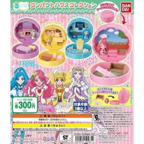 Bandai Genuine Gashapon Toys Pretty Cure Makeup Box Little Fairy Mini Scene Girl with Baby 4 Kinds Action Figure Ornament Toys