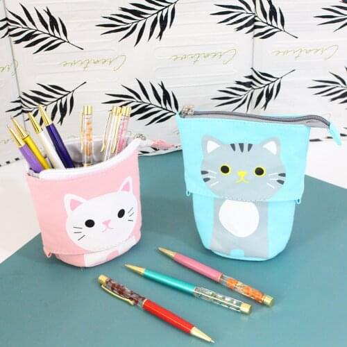 Flexible Big Cat Pencil Case Fabric Quality School Supplies Stationery Gift School Cute Pencil Box Pencilcase Pencil Bag