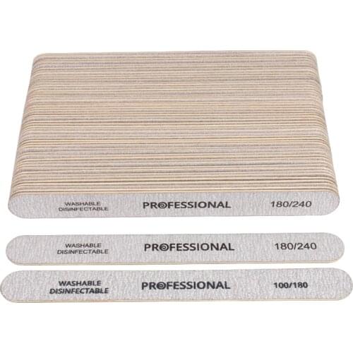 100pcs Wooden Sanding Nail File 100/180/240 Wood Sandpaper Stick Nail Buffer Block Washable Emery Board Nail Files For Manicure