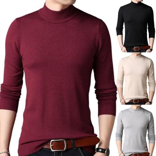 Casual Men Sweater Solid Color O Neck Knitted Sweater Men Long Sleeve Slim Knitwear Knitted Pullovers Men Sweater pull homme